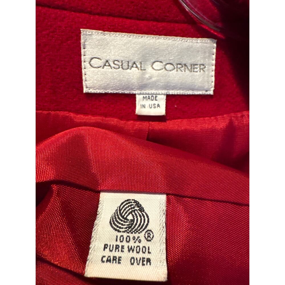 1980s Casual Corner Red Wool Long Coat Made in USA medium - Large - Picture 15 of 16